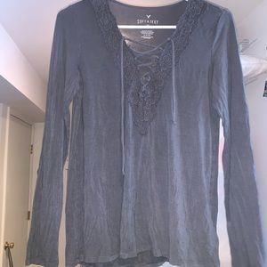 Grey Lace Up Long Sleeve from AEO